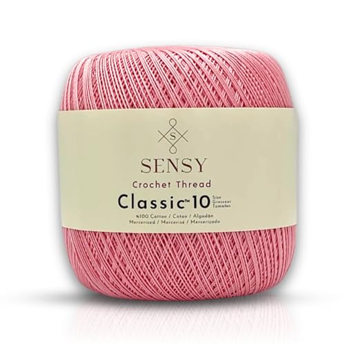 S Sensy Classic Size 10 - Mercerized Giza Cotton Yarn, Baby Pink, 618 Yards - color: Baby Pink, size: 1 Skein