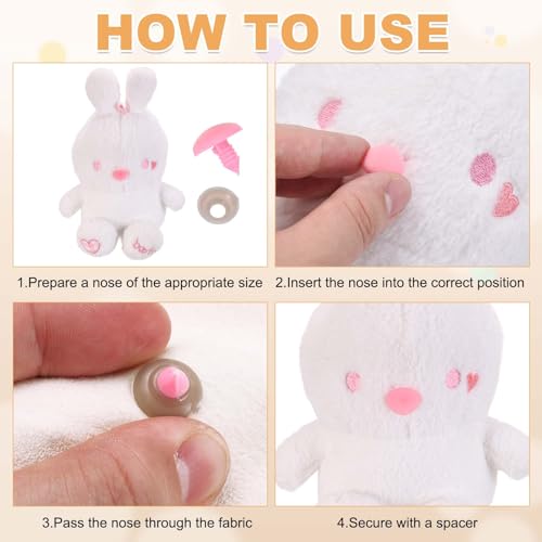 MECCANIXITY 15 Sets Safety Noses, 12 mm Safety Eyes and Noses with Washers for Crochet Animals Plush Bear Doll Making Supplies Accessories, Pink - color: Pink