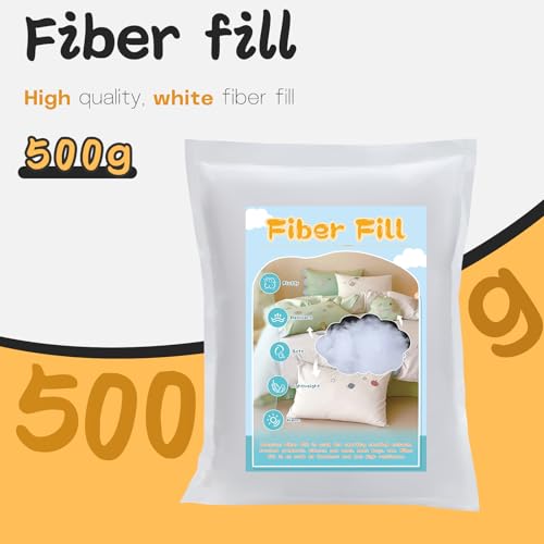 LUNARM Polyfill Stuffing Fiber Fill 17.64oz/500g Polyester Pillow Stuffing | High Resilience Stuffing Outdoor Cushions, Stuffed Animals, Crochet Projects, Bean Bags, Machine Washable No Clump - size: 500g/17.6oz