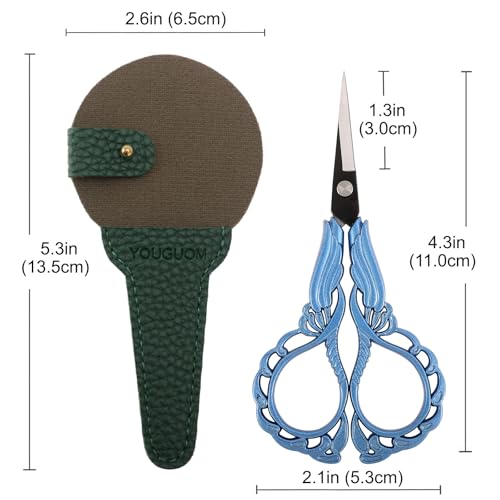 YOUGUOM Sharp Crochet Scissors, Small Sewing Embroidery Shears | All Purpose for Crafts, Artwork, Needlepoint, Cross Stitch, Paper Cutting, Detail Thread Snips, DIY Tools, with Cover, Blue - color: Blue