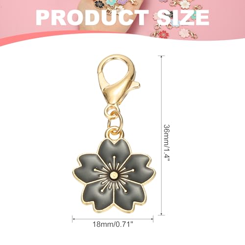 PATIKIL Flower Crochet Stitch Markers, Knitting Cherry Blossom Charm Marker for DIY Craft - color: Black