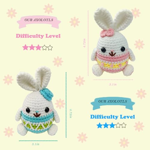 Yarniss Crochet Kit for Beginners,Easter Crochet Bunny Kit with Yarn,Crochet Starter Kit for Rabbit with Video Tutorials - color: colorful
