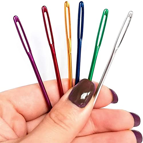 yklbpd 12pieces Yarn Darning Needle Large Big Eye Weaving Needle,Tapestry Needle Bent Needles with Aluminum Storage Tube