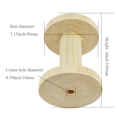 HAHIYO 4Inch/10cm 2PCs Natural Wood Unfinished Wooden Empty Thread Spool Smooth Wire Weaving Bobbin Textile Bobbin Rotatable Spool for Crafts DIY Art Education - color: Wood Color, size: 4Inch-2P