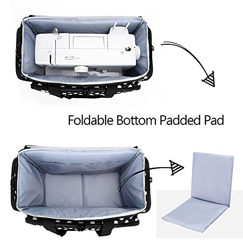 LUXJA Sewing Machine Case with Removable Padding Pad, Black Dots | Travel Case for Most Standard Sewing Machines & Accessories, Bag Only - color: Black Dots, style: Sewing Machine Bag