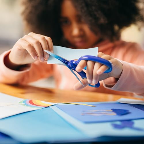 Fiskars 6" Left-Handed Big Kids Scissors, Ages 8-11, Ombre Blue-Turquoise | Scissors with Safety Edge Blades for School or Crafting, Ergonomic Handles Designed for Growing Kids, Back to School Supplies - size: Single Pack