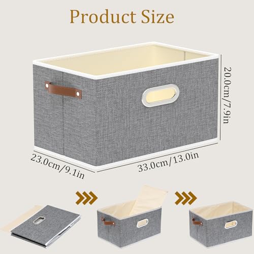 Yawinhe Fabric Storage Baskets,13.0x9.1x7.9in,Grey,4-Pack | Foldable Storage Bins for Shelves, Closet Bins for Organization, Collapsible Storage Baskets for Towels, Rectangle Basket - color: Grey, size: 12.99x9.05x7.87in/4-Pack