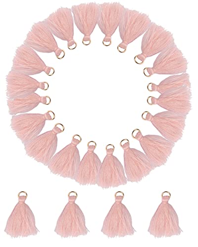 MSCFTFB 100 Pieces Mini Tassels with Jump Rings Mala Tassel Kit for Earring Necklace Jewelry Making Garland Keychain Charms Crafts Decorations (Misty Rose) - color: Misty Rose
