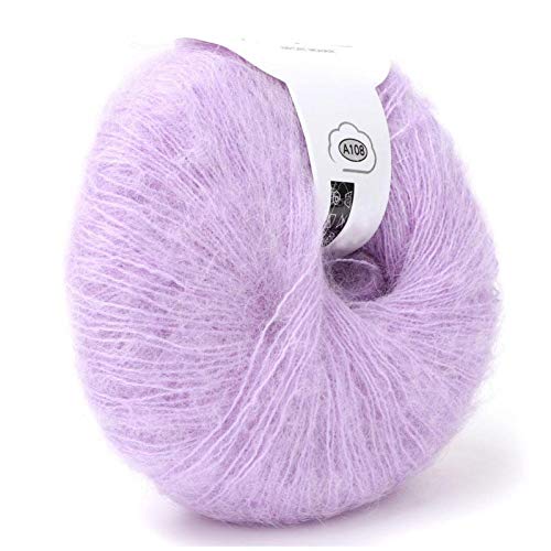Mohair Knit Soft Angora Long Wool Yarn Hot with a Crochet Popular for DIY Weave(Violet)