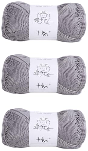 Linen Rayon Lyocell Blend Yarn, Superfine Fingering Weight (1), 150g/5.29oz (3 Strands, 50g/230yds per Strand)- 04 Phantom Gray - color: SM04-Phantom Gray