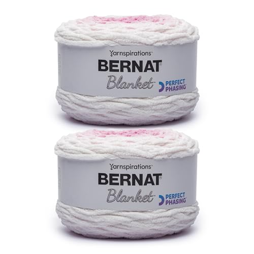 Bernat Blanket Perfect Phasing Soft Crochet Yarn, Petal 2-Pack | #6 Super Bulky Yarn, 100% Polyester, Soft Crochet Yarn for Blankets, Knitting & DIY Crafts, 220yds, 300g/10.56oz per skein - color: Petal, style: Blanket Perfect Phasing