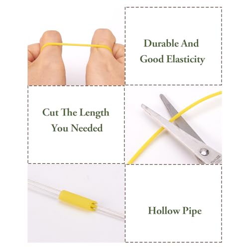 Beadthoven 2mm Hollow Pipe Rubber Tube Cords, 54.68Yards Barber Cord for Knitting Stitch Holder, Tubing Rubber Cord with Spool for Bracelet Jewelry Making DIY Crafts 1mm Hole - Gold - color: Gold, size: 2mm