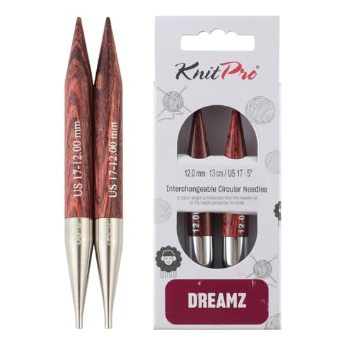 KnitPro Dreamz Interchangeable Circular Needles 5" (13cm) | US Size 17 (12mm) - color: Burgundy Rose, size: US 17 (12.00mm)