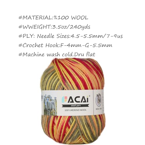 Facai Merino Wool Yarn Sock Yarn - 100% Pure Merino Wool Roving for Knitting, 1-Ball Set, 3.5oz (240 Yards), Worsted Weight (1, Newspaper Color) - color: Newspaper color