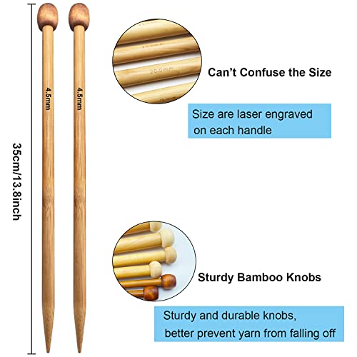 Weabetfu Bamboo Knitting Needle Straight Single Pointed 13.8-inch Length Knitting Needles for Handmade DIY Knitting,US Size 6(4mm) - size: 4mm(US 6)