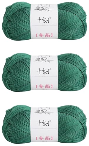 Linen Rayon Lyocell Blend Yarn, Superfine Fingering Weight (1), 150g/5.29oz (3 Strands, 50g/230yds per Strand)- 17 Emerald Green - color: SM17-Emerald Green