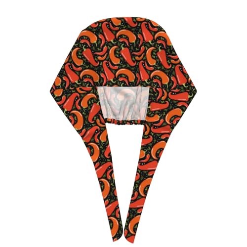 MOLIAN Dental Tooth Adjustable Working Cap Surgical Headgear for Women Men | Adjustable Tie Back Scrub Caps with Button Built-in Sweatband Working Cap for Nurses Doctors and Workers - color: Spicy Mexican Pepper