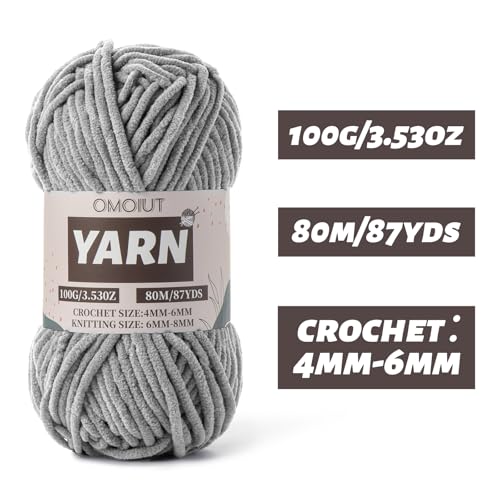 Fluffy Chenille Yarn for Crocheting - Baby Yarn for Crocheting Soft Blanket - 3 Pack of 100g/(87.4yds) Crochet Amigurumi Chunky Yarns - Super Bulky 5 Velvet Yarns (3 Gray) - color: 3 Gray