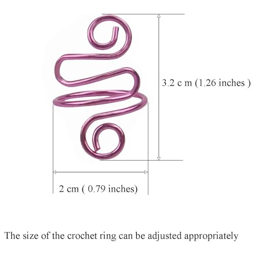 2Pcs Crochet Rings for Finger, Adjustable Open Yarn Guide Crochet Tension Ring for Crocheting Knitting Accessories Supplies Metal Yarn Tension Loop Ring for Finger (Rose), SATONBEYI - color: Rose-2P