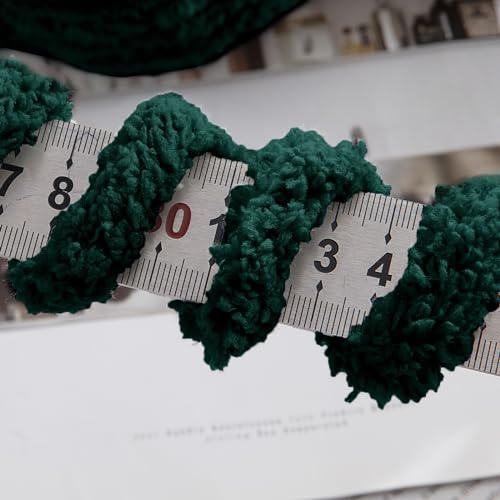 HOMBYS Dark Green Chunky Chenille Yarn for Hand Knitting,Fluffy Soft Jumbo Yarn Crocheting,Super Bulky Big Yarn for Chunky Blanket,Large Thick Arm Knitting Yarn,8 Pack Plush Yarn - color: Dark Green