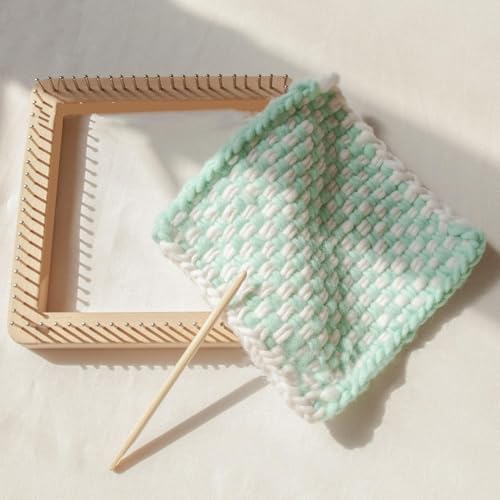 Wooden Knitting Looms for Blankets Square, DIY Hand Crafted Chunky Yarn Looms Board for Hat Scarf Socks Sweater Beech Wood & Stainless Steel (30 * 30cm) - size: 30*30cm