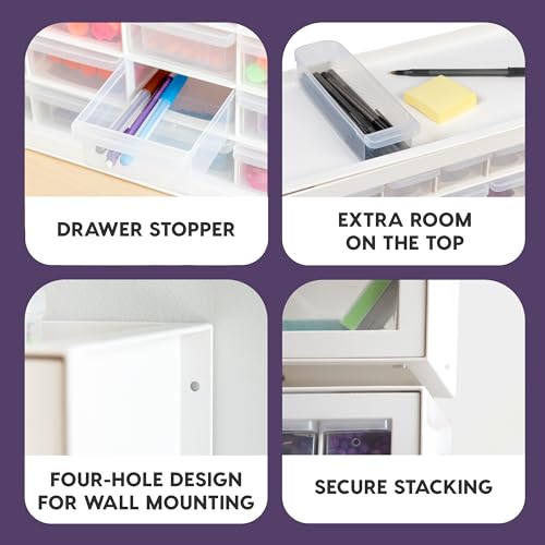 IRIS USA 44-Drawer Small Parts Storage Cabinet, Crafts, Made in USA, White | Wall-mountable, Stackable, Building Bricks, Screws, Nuts & Bolts, Hardware, Garage Tool Storage - color: White, size: 44 Drawer