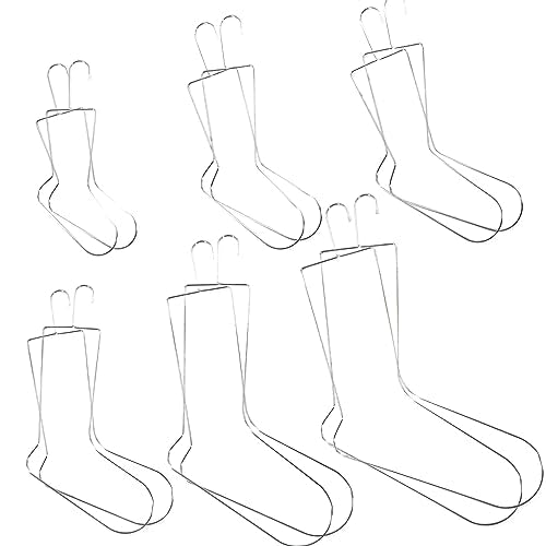 12Pcs Sock Blockers for Knitting & Crochet, Sock Drying Hanger | Metal, for adults and kids, 6 different sizes, 2pcs of each size, sock hanger for drying and knitting, smooth, won't snag - size: 12pcs 6size