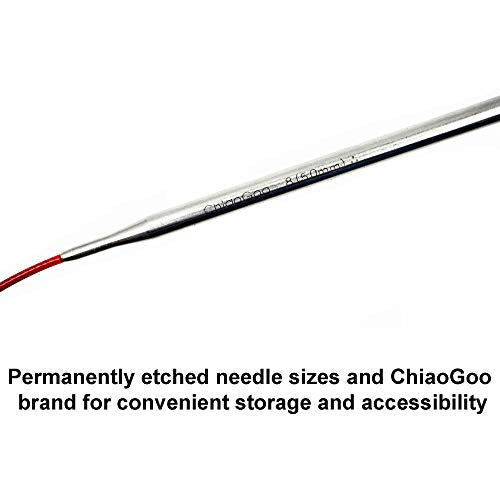 ChiaoGoo Red Lace 16-Inch, US 2 (2.75mm) Circular Knitting Needle | Surgical Stainless Steel, Sharp Tips, Nylon Coated, Memory-Free Steel Cable, Smooth Metal Joins, Easy-Glide, Stitch Holder - size: US 02 (2.75mm), 16 in. (40cm)
