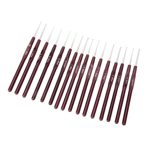 16 Sizes Crochet Hooks Set, Knitting Needles with Plastic Handle, Stainless Steel for Moms, Kids, Girls, College Students and Beginners, Lightweight Comfortable Ergonomic Metal nan Sewing Embroidery
