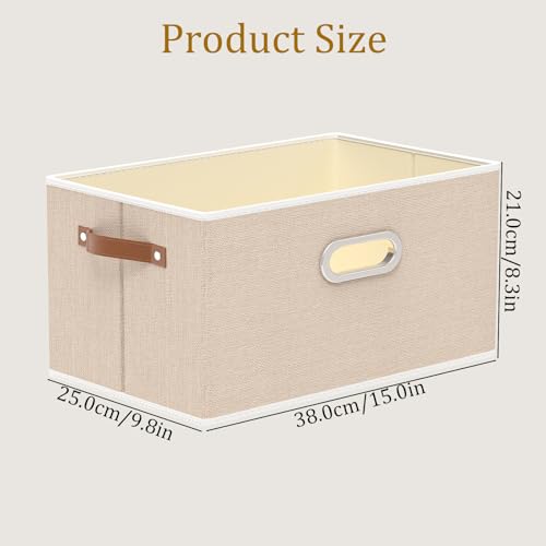 Yawinhe Collapsible Fabric Storage Bins,15.0x9.8x8.3in,Beige,4-Pack | Foldable Storage Baskets for Shelves, Closet Boxes for Organization, Washable Closet Organizer for Towels, Canvas Bins - color: Beige, size: 15.0x9.8x8.3inch(4-Pack)