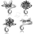 4 PCS Crochet Rings for Fingers Butterfly Flower Crown Bow Knot Sunflower Adjustable Yarn Tension Ring Knitting Accessories Crochet Gifts for Crocheters - color: Garden Romance Crochet Rings Set