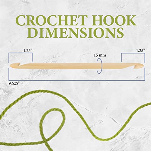 JubileeYarn Jumbo Double Ended Bamboo Tunisian Crochet Hook - US P (15mm) - size: US P (15mm)