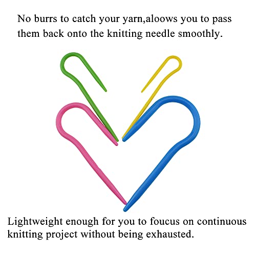 Hahiyo U-Cable Needles Stitch Holders Set Sturdy Plastic Mixed Color Safety Pin Cable Knitting Bent Weaving Needle Hooks 16 Pieces for Sweaters Socks Yarn Sewing Crochet Embroidery