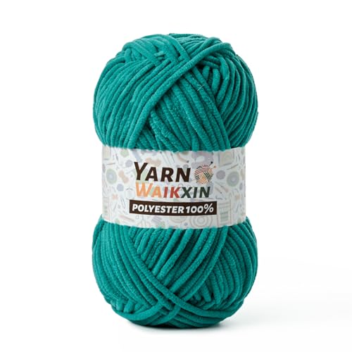 Soft Chenille Yarn for Crocheting, Fluffy Chunky Crochet Yarn for Baby Blanket, (1.76oz/65.6yds) Fuzzy Velvet Yarn for Amigurumi&DIY Puzzle、Crafts、Scarf(Deep Sea Green) - color: Deep Sea Green