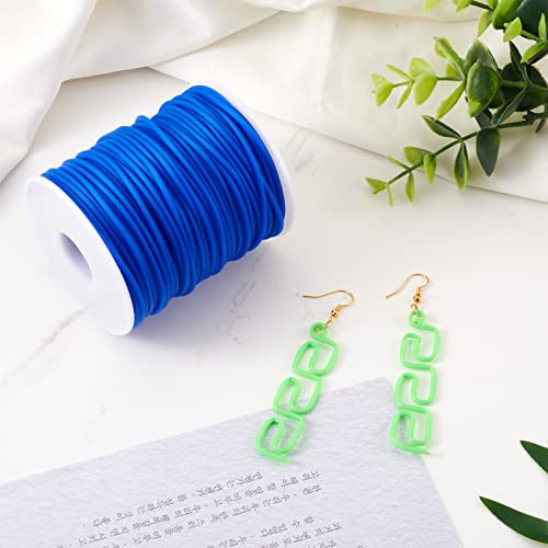 Beadthoven 2mm Hollow Pipe Rubber Tube Cords, 54.68Yards Barber Cord for Knitting Stitch Holder, Tubing Rubber Cord with Spool for Bracelet Jewelry Making DIY Crafts 1mm Hole - Blue - color: Blue, size: 2mm