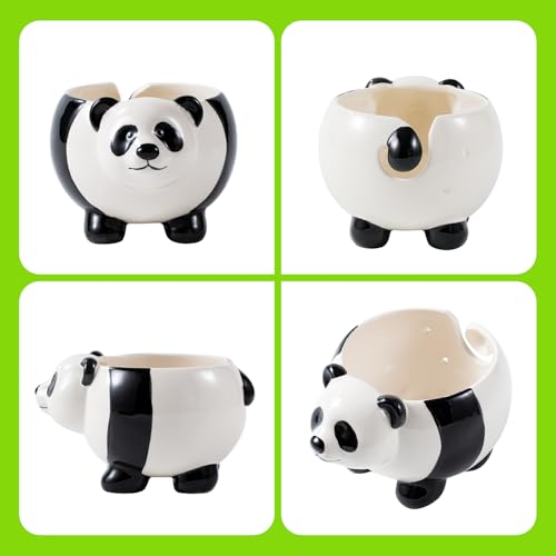 Yarn Bowl for Crochet Large Panda Shaped Ceramic Yarn Holder Crochet Bowl Knitting Bowl, 6x4 Inches, Black and White - color: Panda