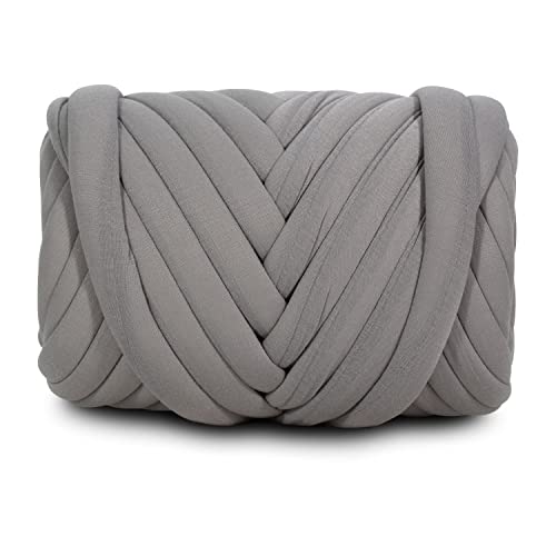 DIY, 2.2 LBS of Soft Polyester Bulky Yarn for Hand Knitting Blanket, Pillow, Handbag, Grey, 41.5 Yards, Arm Knitting Yarn for Chunky Braided Knot Throw Blanket, Weave Craft Crochet - color: Grey (Polyester)