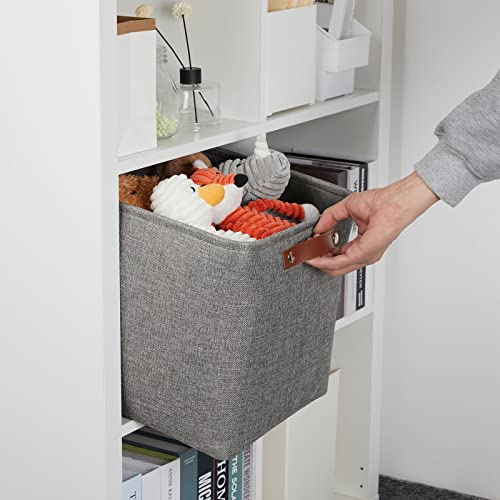 DULLEMELO 12 inch Cube Storage Bins, Large Collapsible Grey Storage Baskets for Square Cubes Organizing, Fabric Boxes Bins for Shelves Nursery Home Office Storage(4 Pack - 12" Grey) - color: Grey, size: M-12"x 12"x12"
