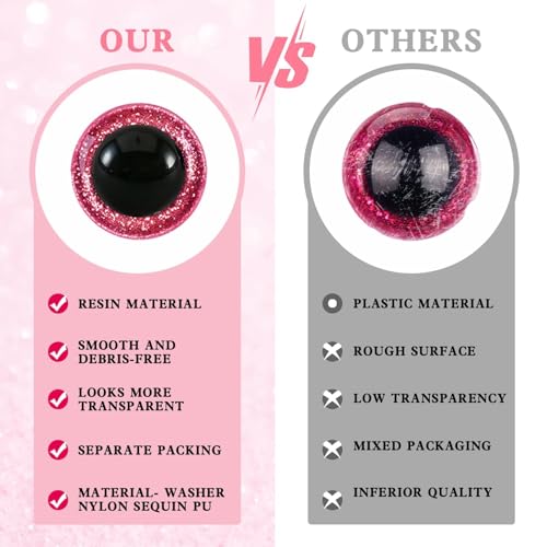 MUCUNNIA 120pcs 8mm Safety Eyes for Amigurumi Glitter Plastic Safety Eyes for Crochet with Washers Craft Crochet Eyes Doll Eyes for Crochet Animals Plush Stuffed Animals DIY - size: 8mm