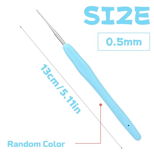 0.5 mm Crochet Hook, Ergonomic Handle for Arthritic Hands, Extra Long Knitting Needles for Beginners and Crocheting Yarn (0.5 mm) - size: 0.5mm