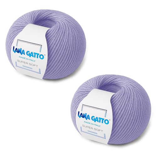 100% Merino Wool Yarn – Extrafine Super Soft Yarn for Knitting, Made in Italy by Lana Gatto, Super Soft Line, Lilac-10180, 2-Pack (1.8 oz. / 137 yds Each) - color: Lilac - 10180, size: 2