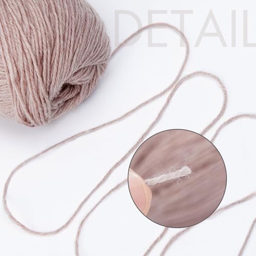 NICEEC 3 Skeins Soft Merino Wool Yarn- PalePink | Soft & Warm, Finger Weight, Woolen Yarn for Crochet & Knitting, Total 5.3oz/606yds - color: Pale Pink