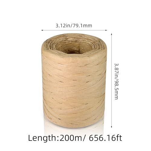 Natural Raffia Paper Ribbon Twine - 1/4 Inch x 218 Yards | Packing Paper Twine String for Gift Wrapping, Florist Bouquets, DIY Crafts, Christmas Crafts and Craft Ribbon for Crochet (Pack of 2) - size: 1.3 inches x 218 yards (Pack of 2)