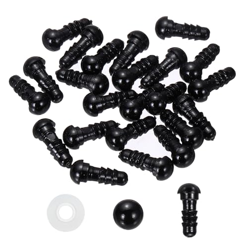 PATIKIL 6mm Safety Eyes, 40 Pcs Plastic Craft Eyes with Protective Film with Washers for Stuffed Animals Crochet Toys Dolls DIY Craft Making, Black - size: 6mm
