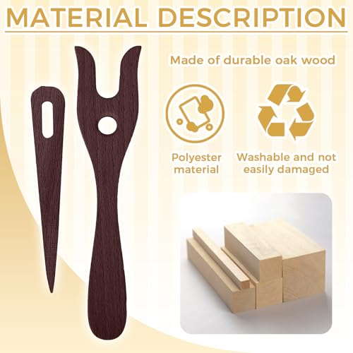 2 Pack Crochet Fork Tool Set, Knitting Fork Nalbinding Needle Kit, Brown | Wooden Weaving Tools for Bracelet Necklace Braided DIY Tools - color: Brown