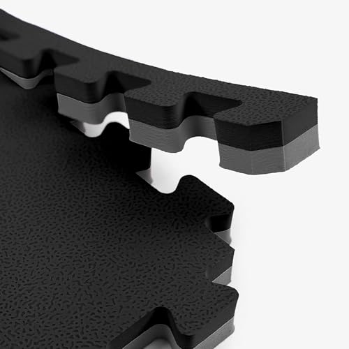FlooringInc's 1" Thick Foam Tiles, 3'x3' or 2'x2' Reversable Interlocking Tiles, Ideal Yoga Mat, Gymnastics Mat, Workout Mat for MMA and Jiu Jitsu Training - color: Black/Gray, size: 10 - 3'x3' Tiles (90 Sq Ft)