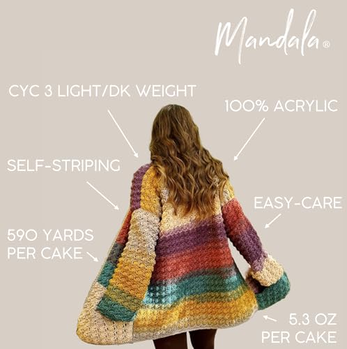 (1 Skein) Lion Brand Yarn Mandala Yarn, Troll | Variegated Light DK 100% Acrylic Knit & Crochet Fiber, Baby Projects, Blankets, Colorful Cloths, Self-Striping Shawls - color: Troll, size: 1 Pack
