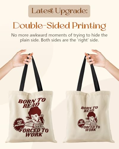 Miss Adola Aesthetic Tote Bag for Girls - with Magnetic Buckle and Zipper Inner Pocket for Women Lady Canvas Cotton Tote Bag - color: Reading Girl