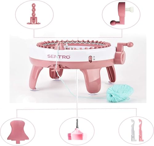 AZANU 32 Pcs Set Sentro 40/48 Knitting Machine Accessories，Various Weaving Loom Round Knitting Machines Replacement Tools Include Adapter，Handle，Tensioner and Knit Hook Kit for Adults & Kid