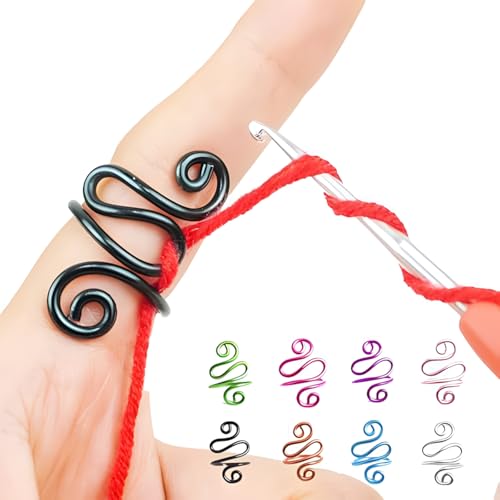 Crochet Tension Rings for Women Adjustable Crochet Hooks Ring - color: Black